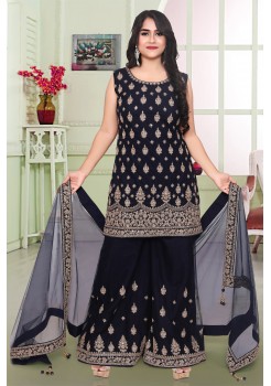 Exclusive Navy Blue Sharara